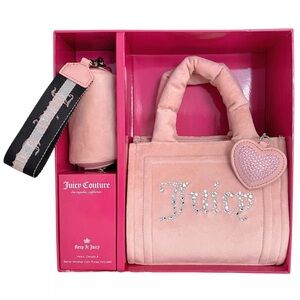 Juicy Couture Heart Dangle & Barrel Wristlet Coin Purse Set